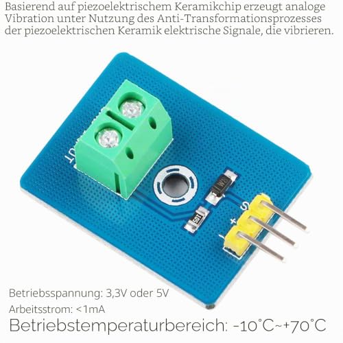 5pcs Piezoelectric Ceramic Vibration Sensor Piezo 3.3V/5V Module Analogue Controller Electronic Components Supplies Sensor for Arduino with Dupont Cable