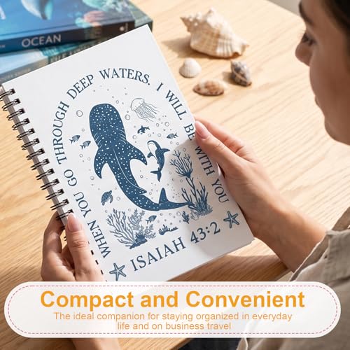 Wxiben Bible Verse Spiral Notebook Whale Shark Journal Christian Faith Gift blue shark bible