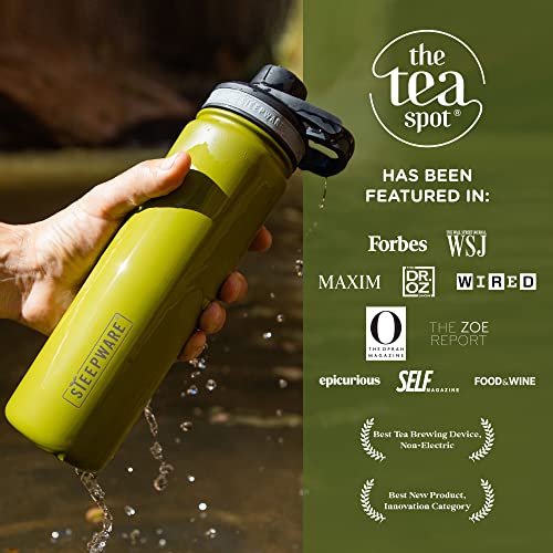 The Tea Spot Steepware Tea Tumbler and Thermos, 22oz, Tea Bottle with tea infuser for loose leaf tea or iced coffee, Sleek Double Wall Tumbler & Insulated Travel Bottle - Teal 22oz, Everest - Teal