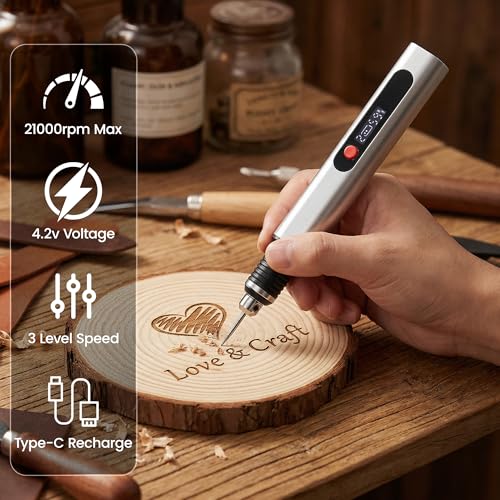 Electric Engraving Pen Kit, Engraving Tool Rechargeable Engraver Machine Silver