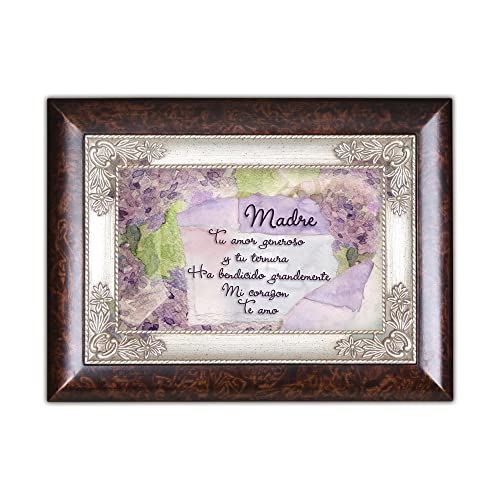 Cottage Garden Mom Madre Spanish Tu Amor Generoso Burlwood Jewelry Music Box Plays Amazing Grace