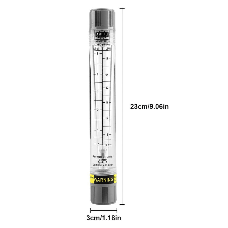 [Australia - AusPower] - Rotameter Flowmeter Plastic Tube for Water Gas Liquid 0.5-5 GPM / 1.8-18 LPM Industrial Pipeline 