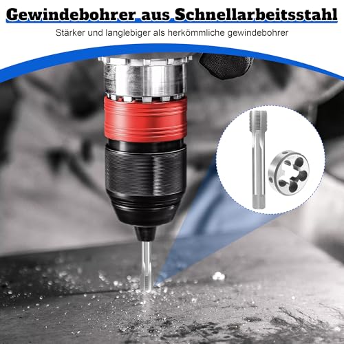 Tap and Die M20 x 1.5 mm for Metric Internal | Tap and die set, straight ribbed tap and round die for external thread
