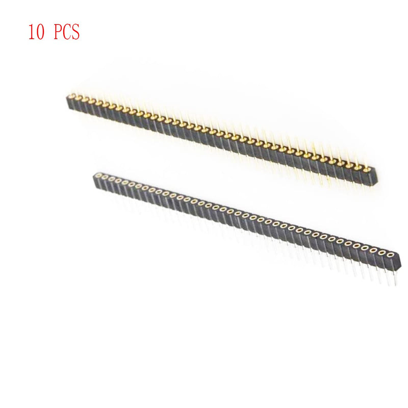 [Australia - AusPower] - 2.54mm 0.1" 1x40Pin Circular Male and Female Socket Pin Row 40P Single Row Straight Female/Male Socket/Pin Header Connector Gold Plated, Sets of 10 