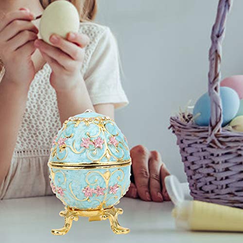 Estink Handmade Enamel Easter Egg Trinket Box Metal Jewelry Storage Decor