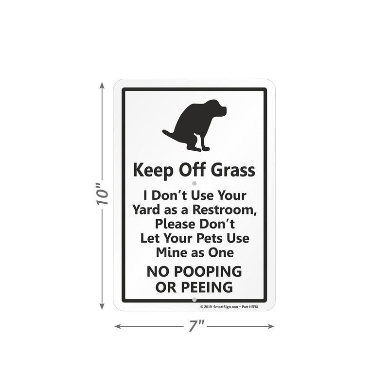 SmartSign "Keep Off Grass" Funny Dog Poop Sign for Lawn | 21” Tall Stake & Sign Kit 10"x7" Aluminum Sign with 18" Stake