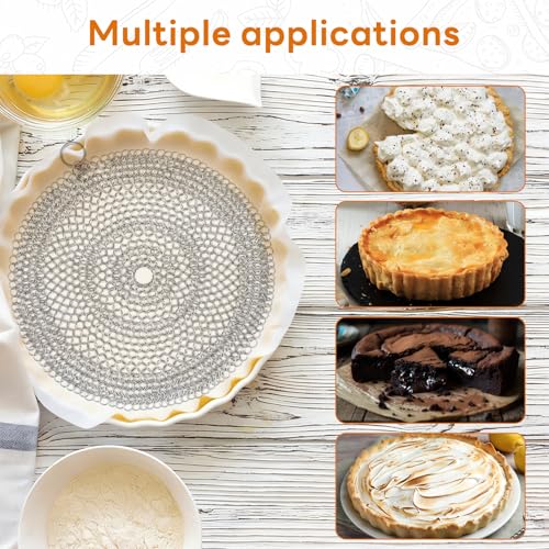 Stainless Steel Pie Crust Weight Chain - Universal 10-inch pie crust protector and baking weight, suitable for dough and pastries, dishwasher safe. 10 inches