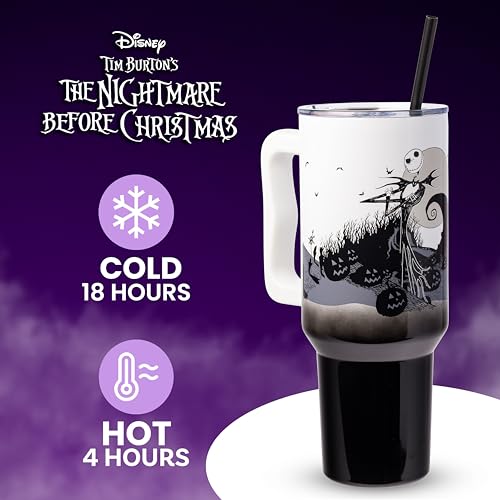 Silver Buffalo Nightmare Before Christmas, Stainless Steel Tumbler, 40oz Nightmare Before Christmas Hill and Moon Scene 40 Ounces
