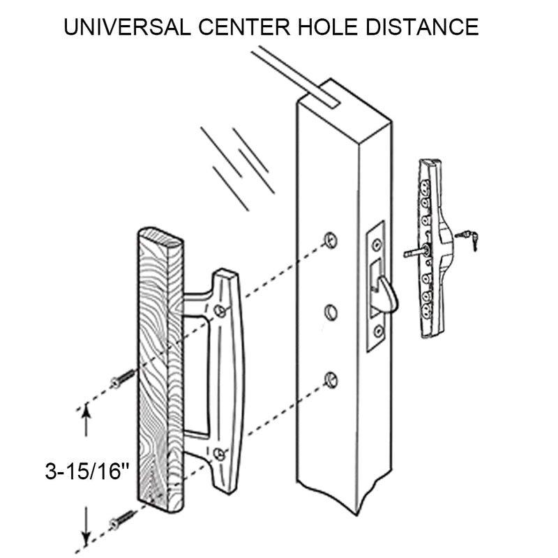 ALLYWASAI Sliding Patio Door Handle Set with Mortise Lock, Key Cylinder and Face Plate, Wood Handle Lock Set Fits Door Thickness from 1-1/2" to 1-3/4", 3-15/16" Screw Hole Spacing, White (Black) Black