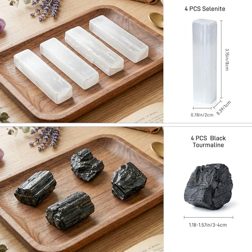 QINJIEJIE Protection Crystals Healing Stones Set 8 PCS Raw Crystal Crystal Home Protection