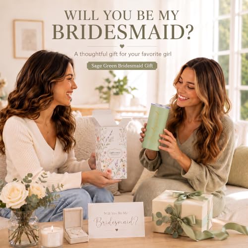 Bridesmaids Gifts Set of 5, Sage Green Skinny Tumbler 15 oz Sage_Bride+Maid+BridesmaidX3