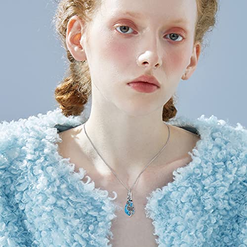 Butterfly Urn Necklace for Ashes for Women 925 Sterling Silver Oxidation Turquoise Teardrop Cremation Jewellry Memorial with Funnel Filler
