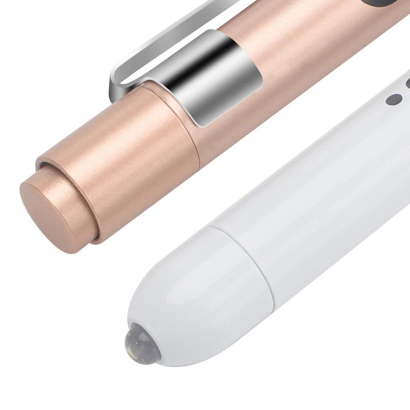 [Australia - AusPower] - CAVN Pen Light with Pupil Gauge LED Penlight for Nurses Doctors, 2 Pcs Reusable Medical Penlight for Nursing Students (Rose Gold/White) Rose Gold and White 