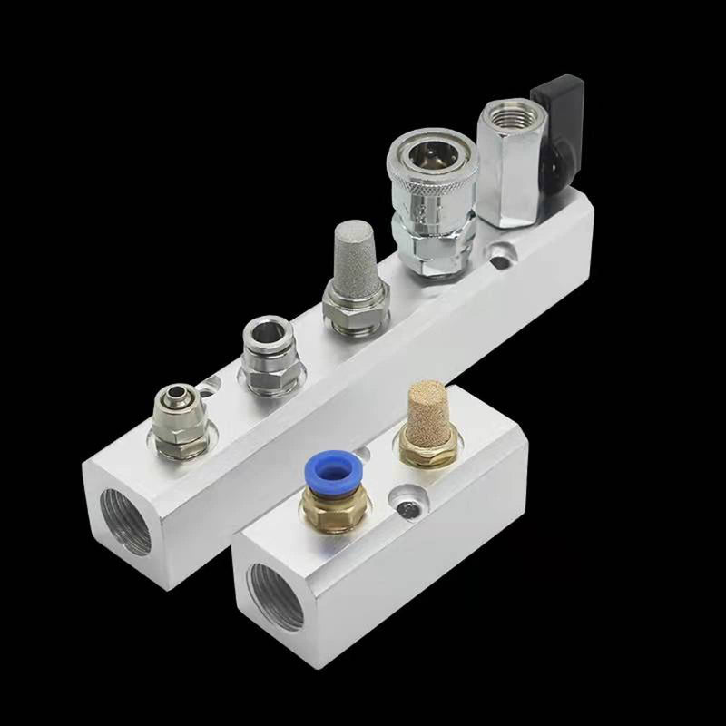 [Australia - AusPower] - 5 Way Pneumatic Manifold Air Distribution Block, G1/2 Supply Port, G1/4-Inch Output Port,Pneumatic Air Compressor Manifold Fitting，Aluminum Alloy，Medium Flow （30x30mm） 5 Way 7 Port 30x30mm 