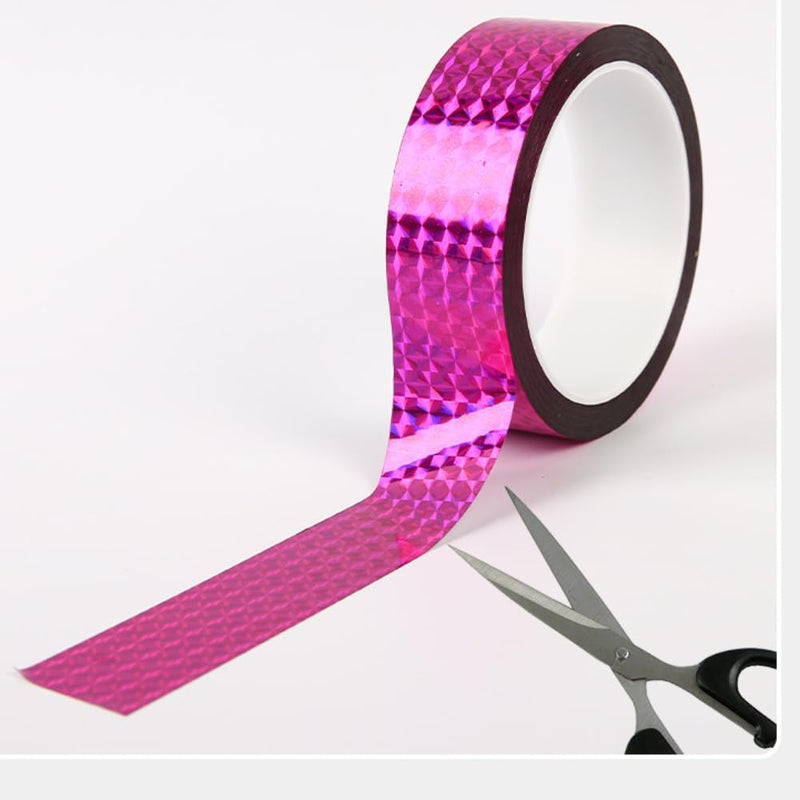 Self-Adhesive Holographic Reflective Tape Prism Tape Holographic Reflective Tape for Keep Birds Away, Craft Projects, DIY Art, Home, Daily Use (Pink, 1 Inch x 55 Yard) Pink