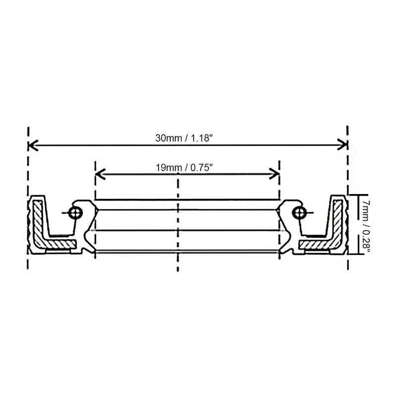 [Australia - AusPower] - uxcell Oil Seal, TC 19mm x 30mm x 7mm Nitrile Rubber Cover Double Lip with Spring for Bearing Shaft, Black Pack of 1 30mmx19mmx7mm 