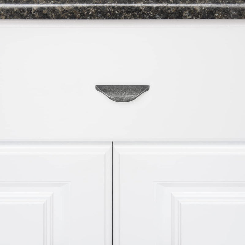 [Australia - AusPower] - South Main Hardware Modern Finger Cabinet Drawer Pull Handle, 3.07" Length (1.26" Hole Center), Antique Silver Finish, Mounting Hardware Included, 10-Pack 