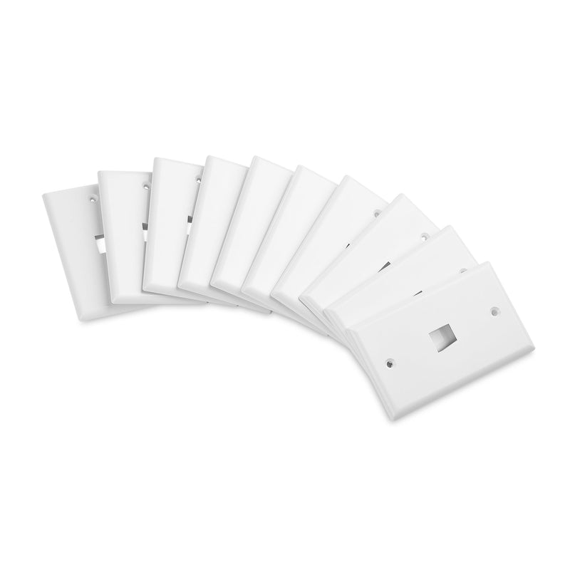 [Australia - AusPower] - Cable Matters 10-Pack Low Profile 1-Port Keystone Jack Wall Plate, RJ45 Wall Plate for Keystone Jacks in White 