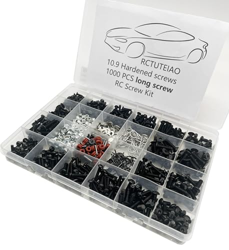 XERIAL RC screw kit with 1000-piece M3 and M4 screw assortment for 1/8 to 1/16 scale RC cars and trucks