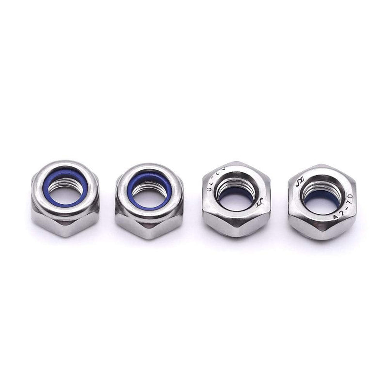 [Australia - AusPower] - M10-1.5 (10 pcs) Nylon Insert Hex Lock Nuts 304 Stainless Steel 18-8 Locknut, Bright Finish, DIN985 M10-1.5 10 
