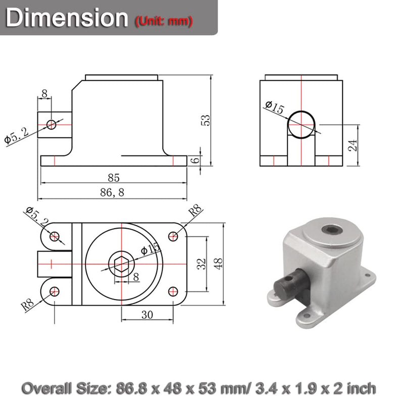 [Australia - AusPower] - 1:1 Manual Right Angle Tapered Bevel Gearbox with Handle 1.5 Module 20 Teeth 90° Angle Drive Steering Gear Device Simple Mechanical DIY Module with 15mm Shaft 
