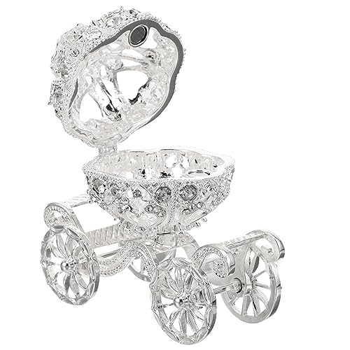 Kisangel Decorative Box Princess Pumpkin Carriage 1pc Carriage Jewelry Box Rhinestone Jewelry Organizer Crystal Jewelry Holder Pumpkin Carriage Decor for Grils Women Trinket Ring Holder Glass Pumpkin