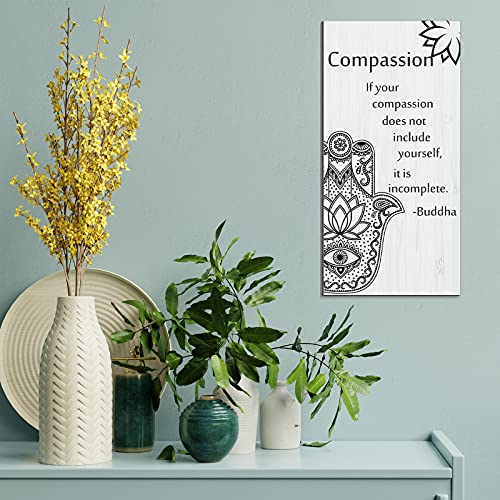 Blulu 2 Pcs Buddha Wall Art Spiritual Quote Wooden Signs, Compassion