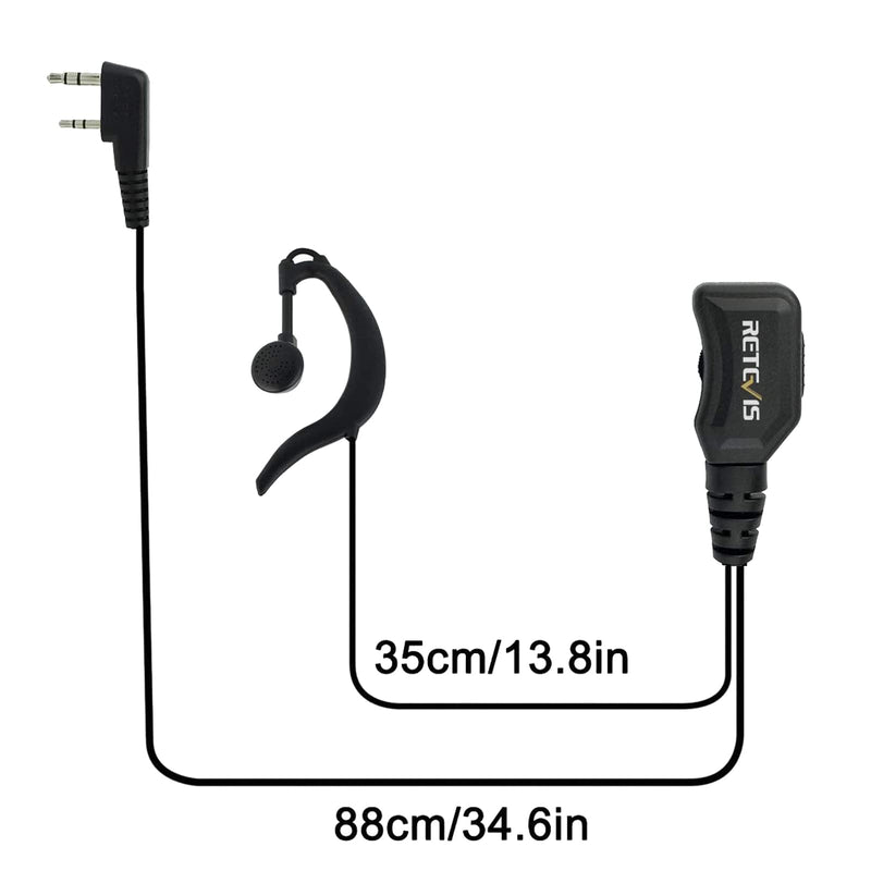[Australia - AusPower] - Retevis Walkie Talkie Earpiece with Mic G Shape 2 Pin Adjustable Volume Headset Compatible with Retevis H-777 RT22 RT21 Baofeng UV-5R 888S 2 Way Radio(10 Pack) 