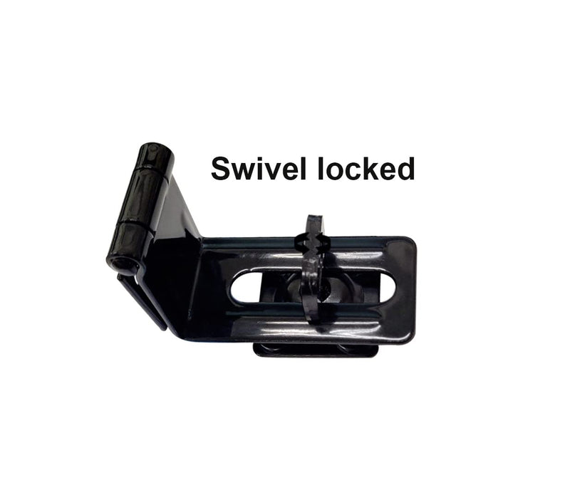 [Australia - AusPower] - QCAA 90 Degree Angle HASP and Swivel Staple, 4-1/2", Steel, Black, 2 Pack, Made in Taiwan 2pack 