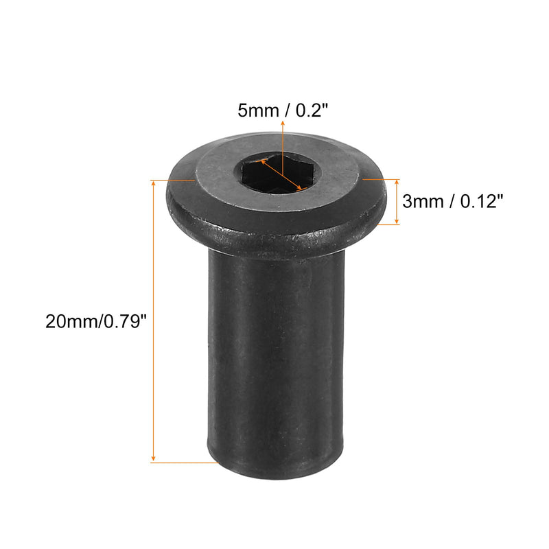 [Australia - AusPower] - uxcell M8 T-Nuts, 30pcs Carbon Steel Hex Socket Head Insert Nut Screw Post Sleeve Nut for Furniture 20mm Height, Black M8x20mm 30 