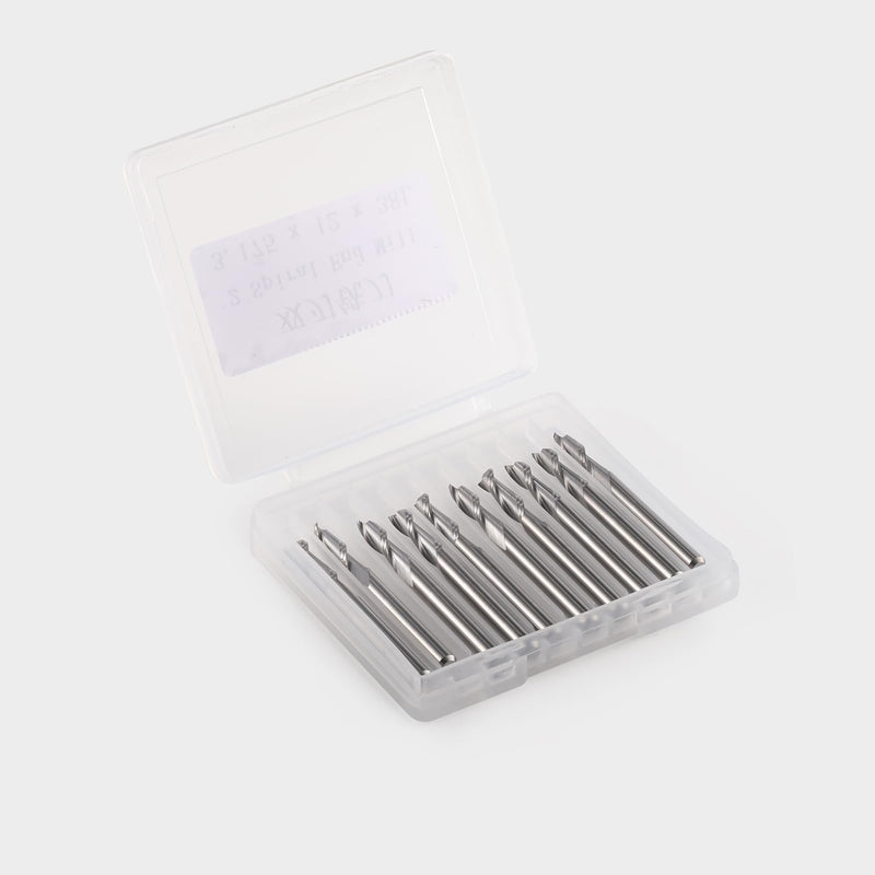 [Australia - AusPower] - EU_HOZLY 3.175X1.5X12mm Two Flutes Solid Carbide Micro End Milling Cutters CNC Wood Engraving Tools Spiral Router Bits Pack of 10 