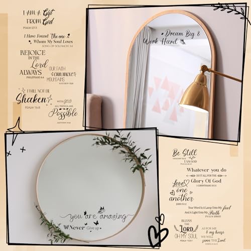 Geyoga 12 Pcs Inspirational Decals for Mirror Affirmation Stickers for Women Peel and Stick Wall Vinyl Decals for Bathroom Office Classroom Window Home Car Back to School Party Favors (Religious) Religious