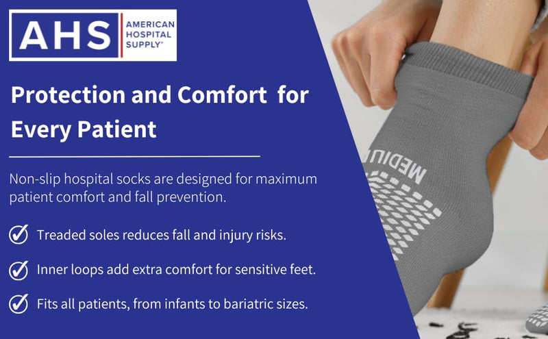 [Australia - AusPower] - Non-Slip Grip Socks – 6 Pairs | Hospital Socks for Men & Women | Anti-Skid for Adults Gray 4X-Large 