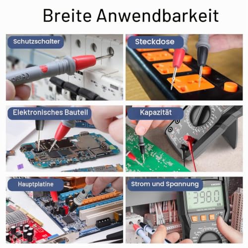 Heavy-Duty Multimeter Test Lead, 1 m, 1000 V, 20 A, Test Cable Set with Measuring Tips, Flexible Test Leads