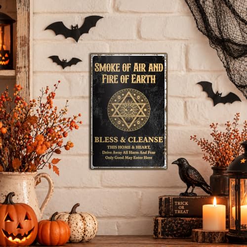 Witchy Spiritual Metal Sign, Evil Eye Bless Cleanse Home Wall Decor W01