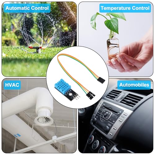 5pcs DHT11 Temperature Humidity Sensor Module 3.3V-5V Digital Temperature Humidity Sensor with Wires Fit for Arduino,Humidity Measure Range 20%-95% Temperature Measure Range 0-50℃
