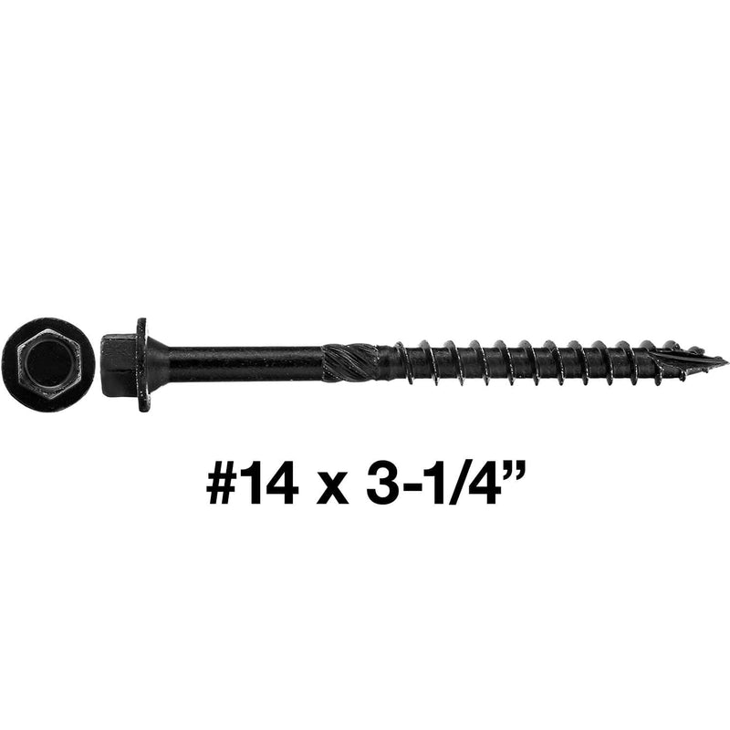 Jake Sales #14 X 3-1/4" Heavy Duty Black Timber/Log/Landscaping Wood Screws - Exterior Coated Heavy Duty Screws. 1 x 50 Count Box - 50 Screws #14 X 3-1/4" - 50 Count