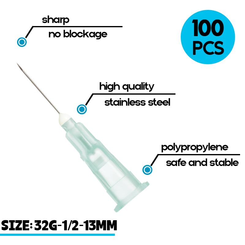 [Australia - AusPower] - 32 Gauge 1/2 Inch Needle, Industrial Syringe Dispensing Accessories, Individually Packaged 32Ga 1/2 inch/13mm 