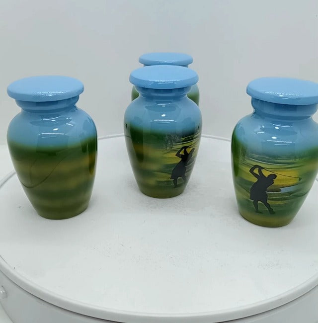 UR Keepsake Urn Set of 4-Perfect Golf Man Keepsake Cremation Urn for Human Ashes with Velvet Box & 4 Velvet Bag-Mini Keepsake Urn - Affordable Urn (3 cu.in x 4pcs)