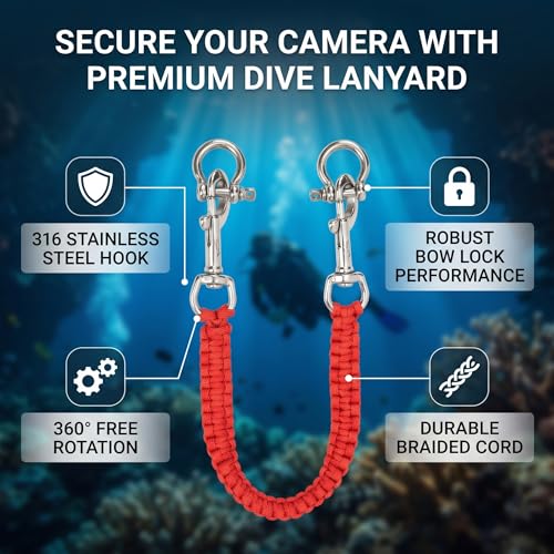 VGEBY Diving Camera Lanyard, 360 Degrees Retractable Flexible Rotation Underwater Camera Housing Lanyard for Divers, Snorkelers, Water Sports Enthusiasts