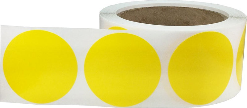 Yellow Color Coding Labels – 2 Inch Round Circle Dots, 500 Total Adhesive Stickers on a Roll for Inventory, Organization, Warehouse, and Retail – Made in the USA