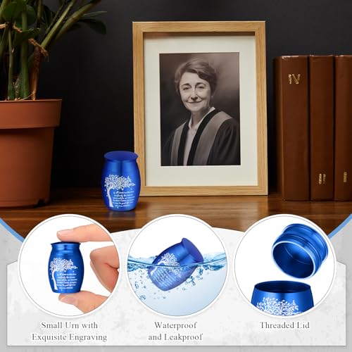 Shimeyao Set of 8 Small Urns for Human Ashes Cremation Urns, Dark Blue