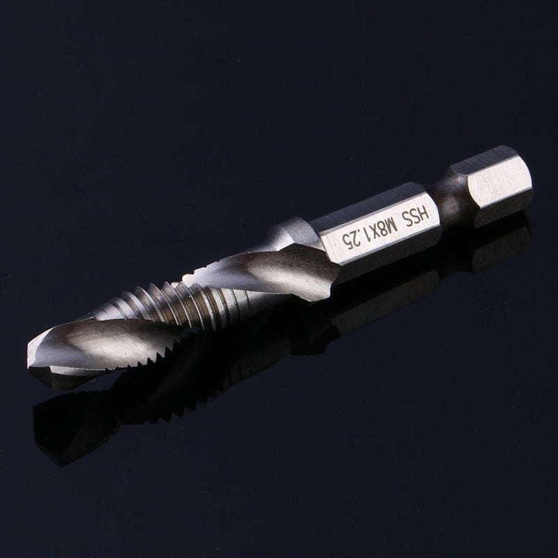 [Australia - AusPower] - Tap M8, Hex Shank Drill, Hex Handle Composite Drill Bit Suitable for Drilling, Tap, Cutting on Soft Metal, Aluminium Plate, Iron (M8 x 1.25) 