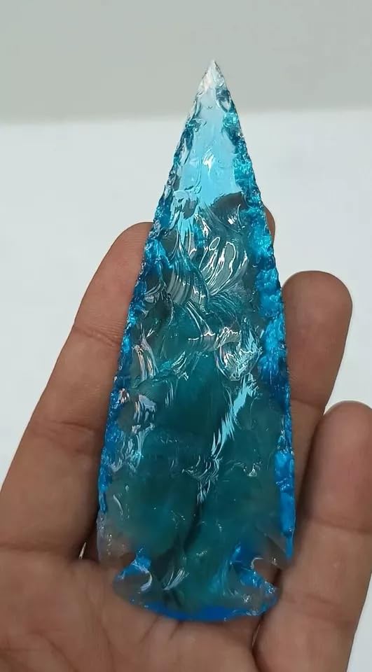 Aqua Obsidian Spearhead Large Arrowhead Crystal for Healing & Jewelry Size - 3 Inch
