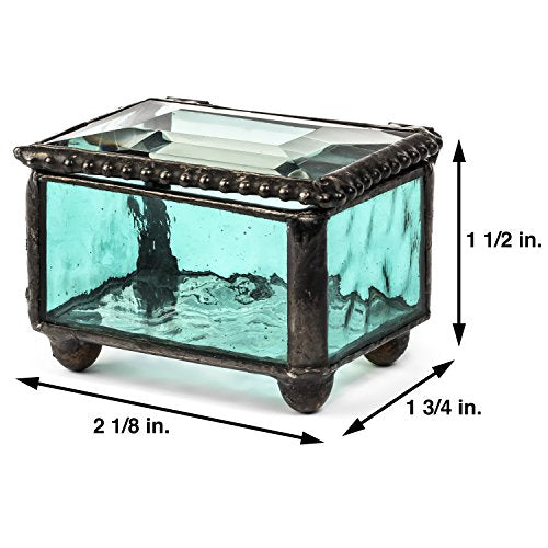 J Devlin Turquoise Stained Glass Ring Box Small Glass Keepsake Box