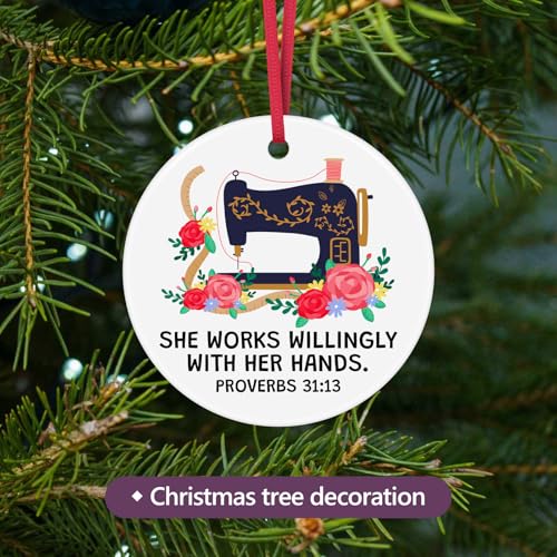 Sewing Gifts for Seamstress Quilting Gifts for Quilter Christmas Ornament Gift for Sewers and Quilters Seamstress Gift for Women Best Present for Sewers Ceramic Ornament Birthday Mother's Day Present