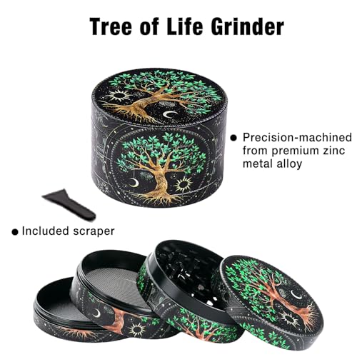 Grinder Set, Includes 2.5 inch Herb Grinder, Rolling Tray, Storage Jar&Rolling Stick, Lockable Bamboo Box Gift Set for Men Women Tree Set