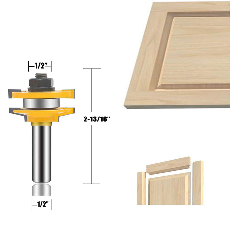 OLETBE Router Bit 1/2-Inch Shank 3PCS, Round Over Raised Panel Cabinet Door Ogee Rail and Stile Router Bits, Woodworking Wood Cutter, Wood Carbide Groove Tongue Milling Tool(Square) SQUARE
