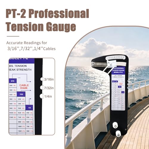 YESIDEA PT-2 sailboat rigging tension gauge, 2000 lb cable tension force gauge with dial display