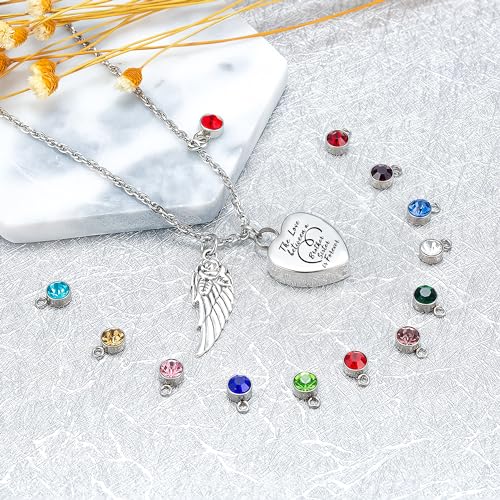 Gredstar Heart Urn Necklace for Ashes, Cremation Keepsake Pendant Brother and Sister